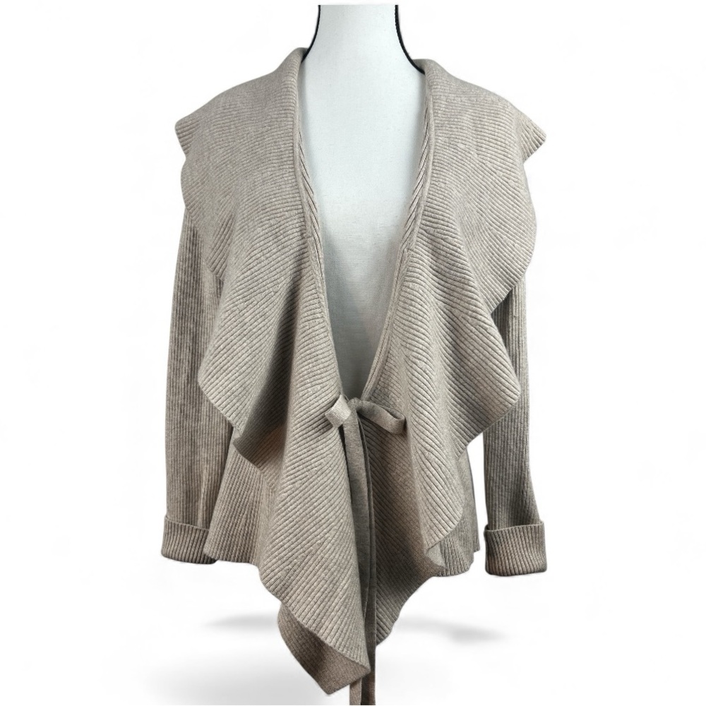 White House Black Market Taupe Ruffled Long Sleeve Cardigan - NWOT! | S
